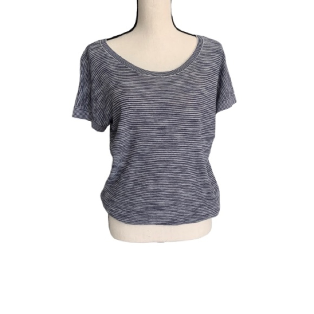 Blue and White striped Loft short sleeved sweater